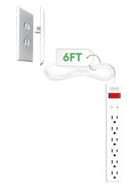 Sleek Socket 6 ft. 6-Outlet Surge Protector and Plug Concealer